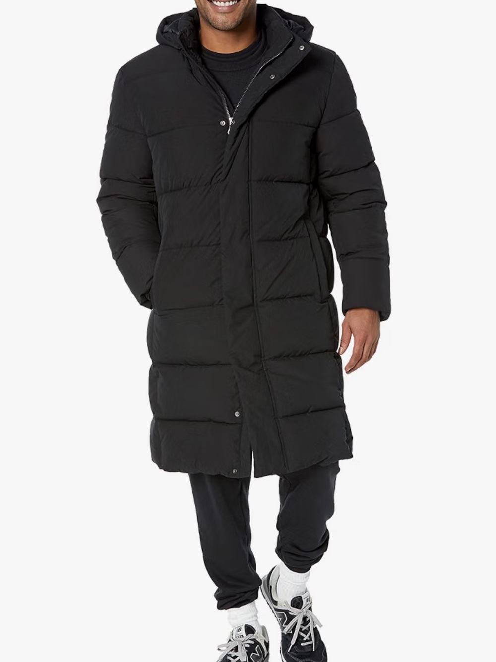 Amazon Black Long Hooded Puffer Coat